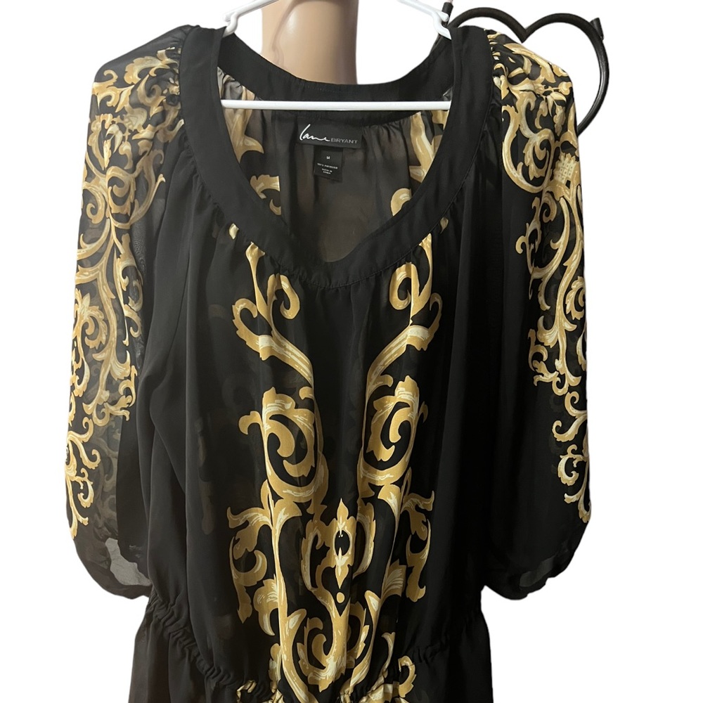 Lane Bryant long sleeve sheer draw string waist blouse (14)